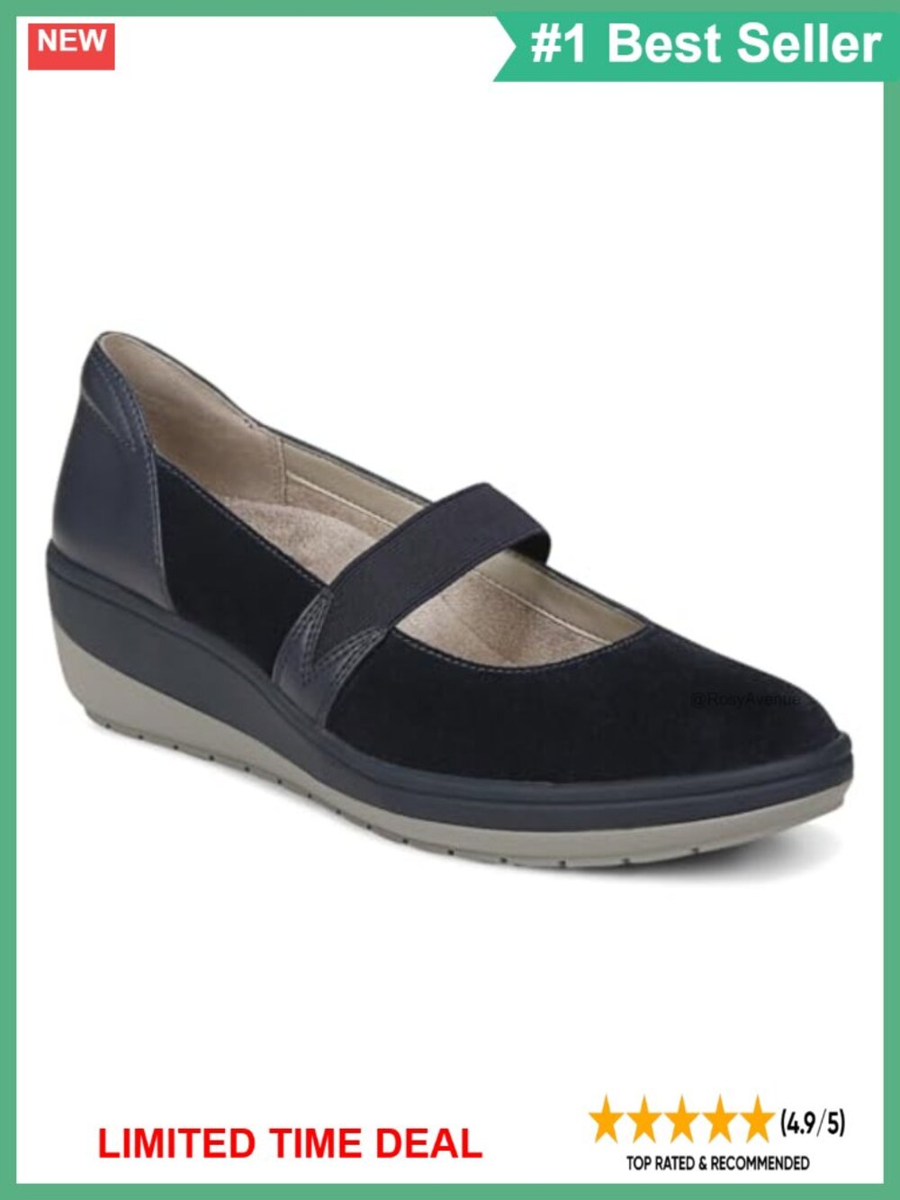 Suede Orthotic Mary Jane Wedge Shoes Comfort Casual